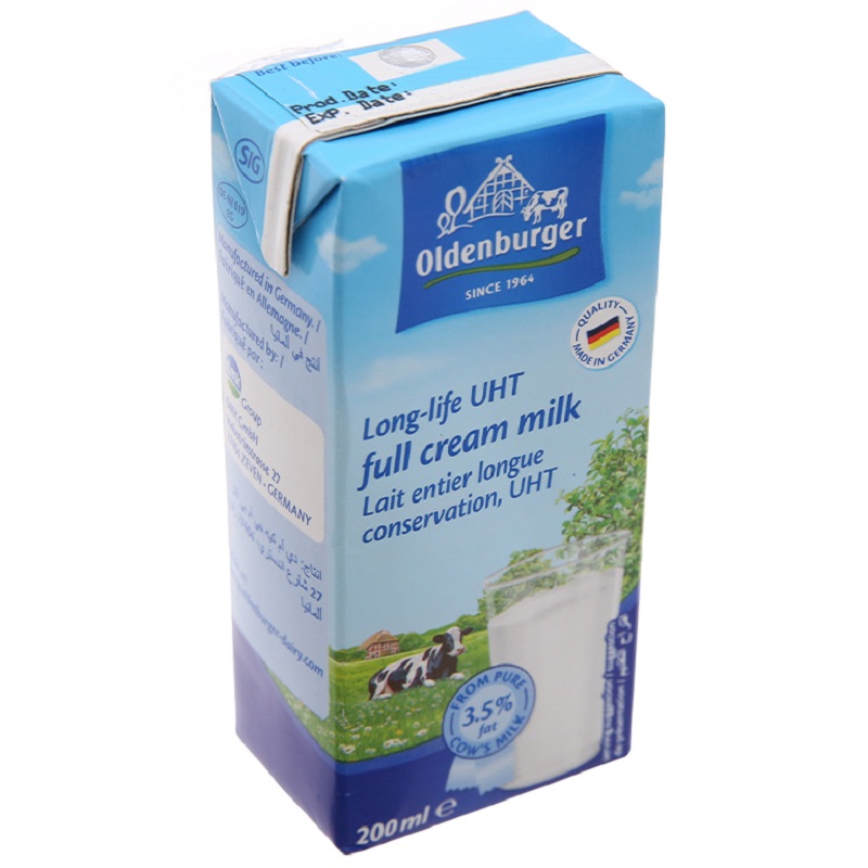 Sữa tươi oldenburger dung tích 200ml tiện dụng cho trẻ mang theo đến lớp