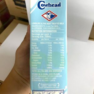 Thành phần dinh dưỡng có trong Sữa Low fat CowHead ít béo nhập khẩu Úc hộp 1L
