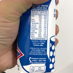 thành phần dinh dưỡng của sữa tươi nguyên kem Cowhead hộp 200ml